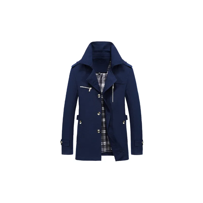Casual Long Blended Synthetic Fabrics Trench Coat-5