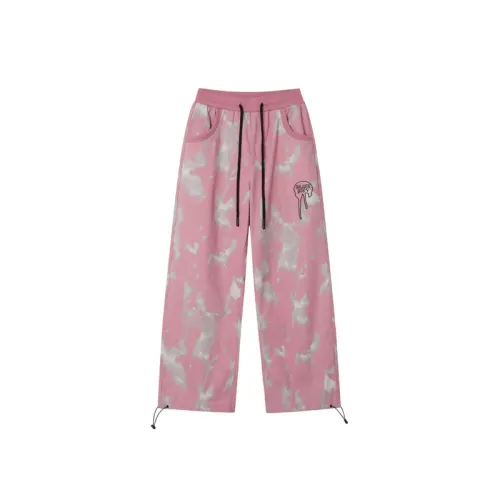 Color Contrast Abstract Embroidery Loose Casual Pants