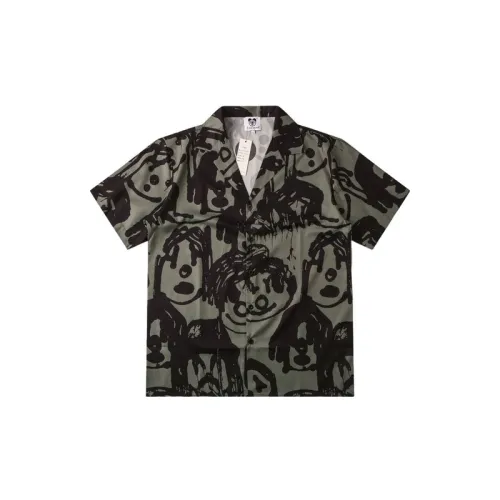 Graffiti Avatar Digital Printing Trendy Loose Lapel Short-Sleeved Shirt