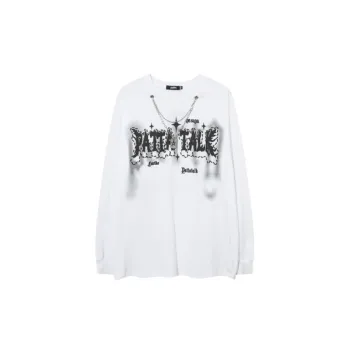Graffiti Foam Print Loose Long Sleeve T Shirt