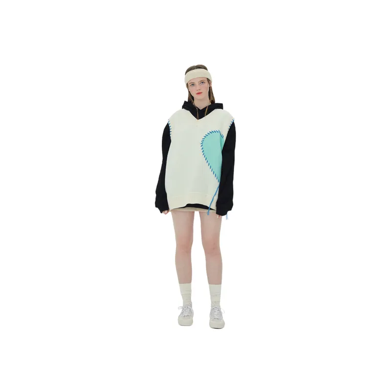 Retro Contrast Color Couple Vest-3