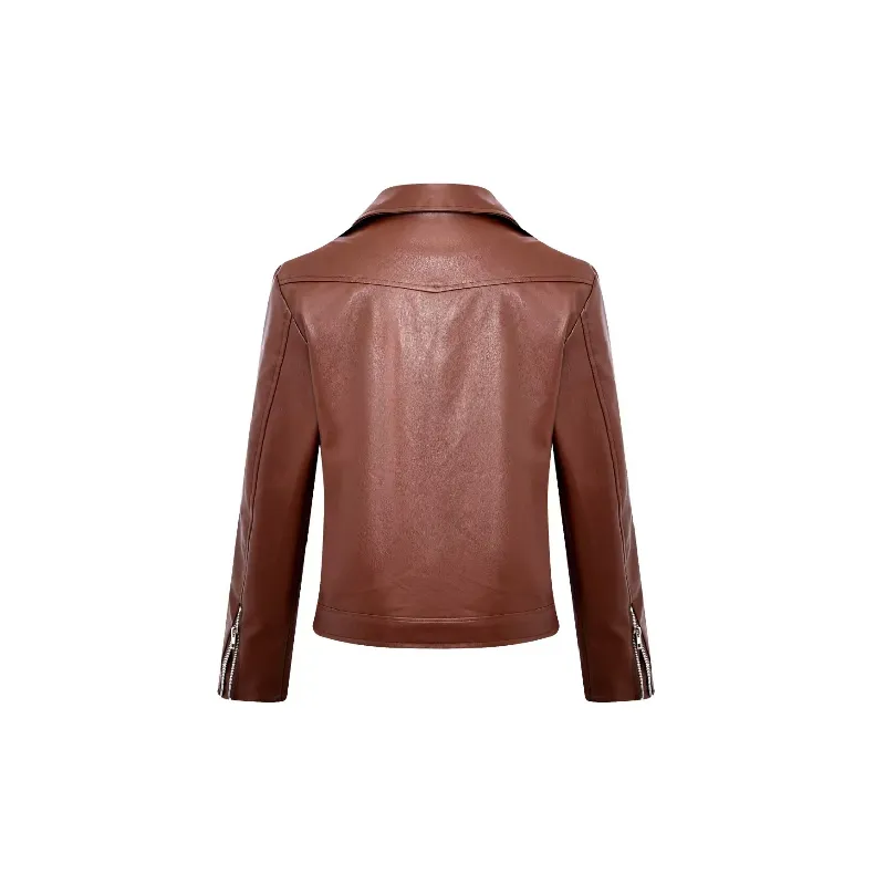 Casual Loose Synthetic Material Leather Jacket-9