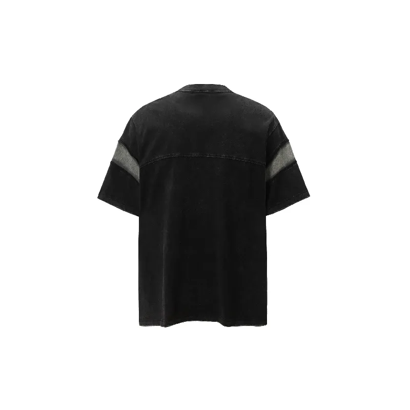 Casual Contrast Color 100% Cotton T Shirt-3