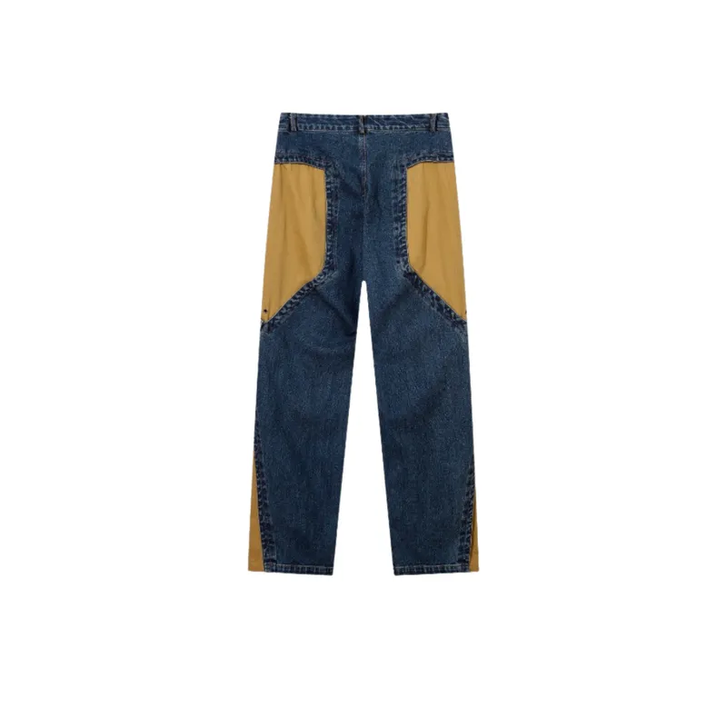Patchwork Contrast Washed Jeans-1