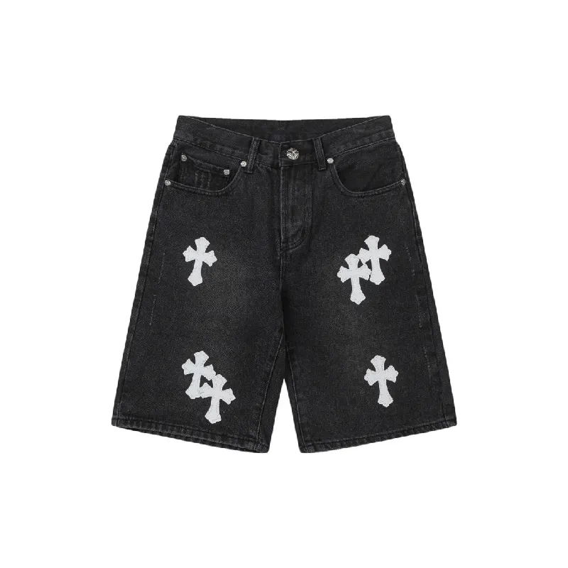 Fashionable Embroidered Denim Shorts-6