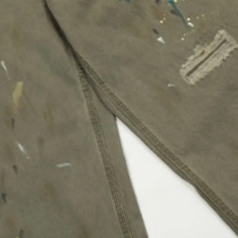 Casual Ink Painting Denim Cargo Pants-8
