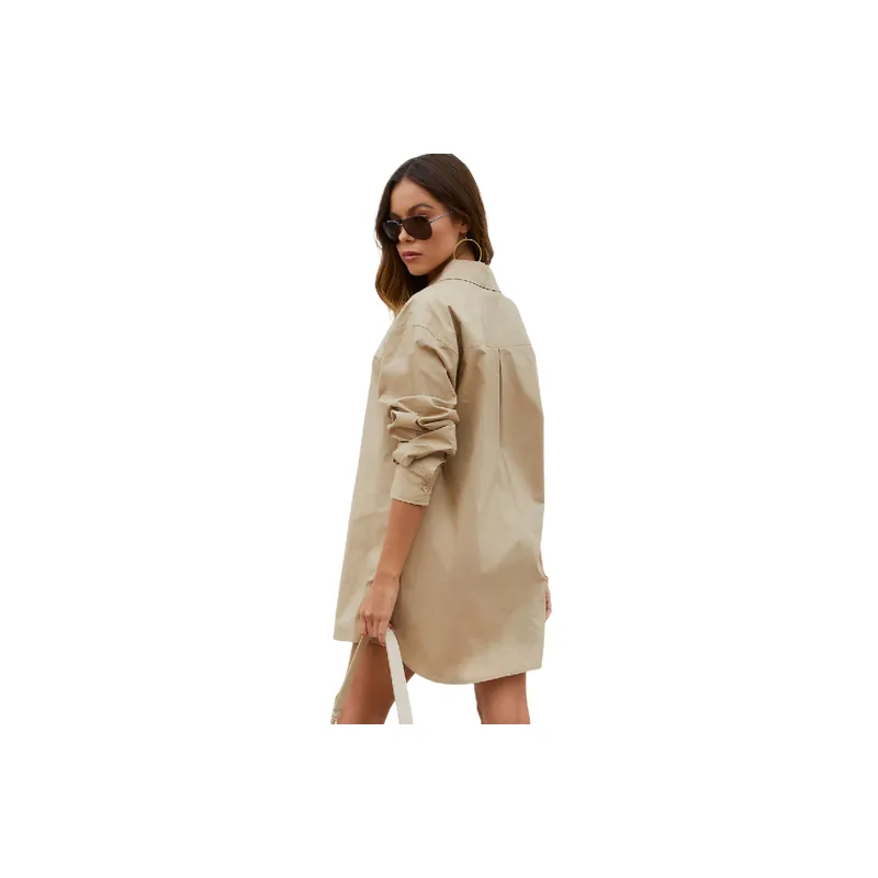 Casualt Loose Polyester Shirt Women-3