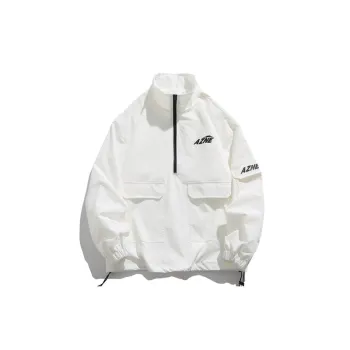 Stand up Collar Loose Half Zip Pullover Sports Jacket