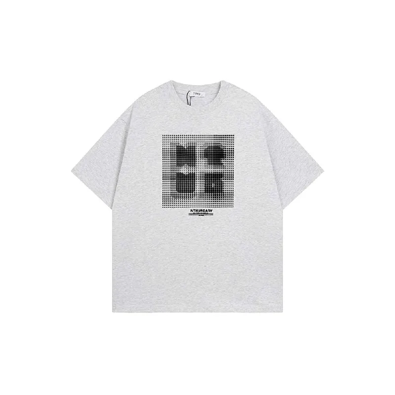 Retro Letter Cotton Blended Fabric T Shirt-0