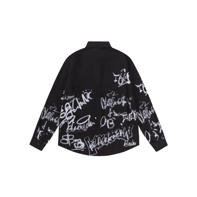 Hip Hop Letter Long Sleeve Casual Shirt-1