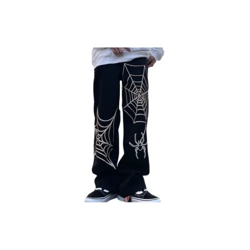 Trendy Loose Print Design Jeans