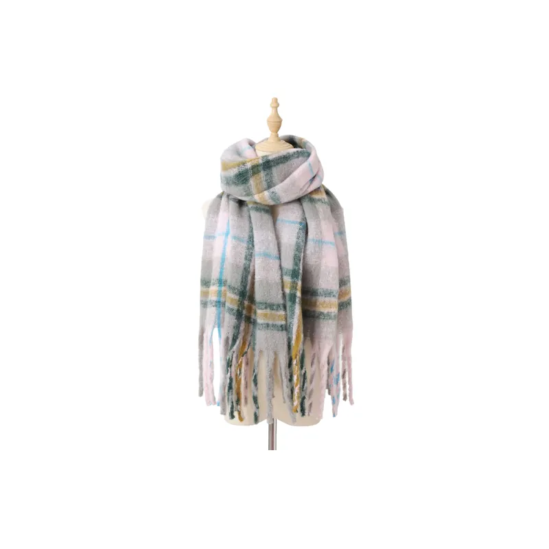 Casual Plaid Knit Scarf-0