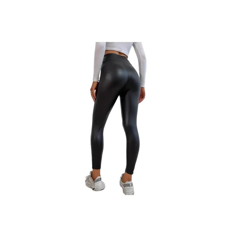 Sexy Plain Polyester Leather Pants Women-4