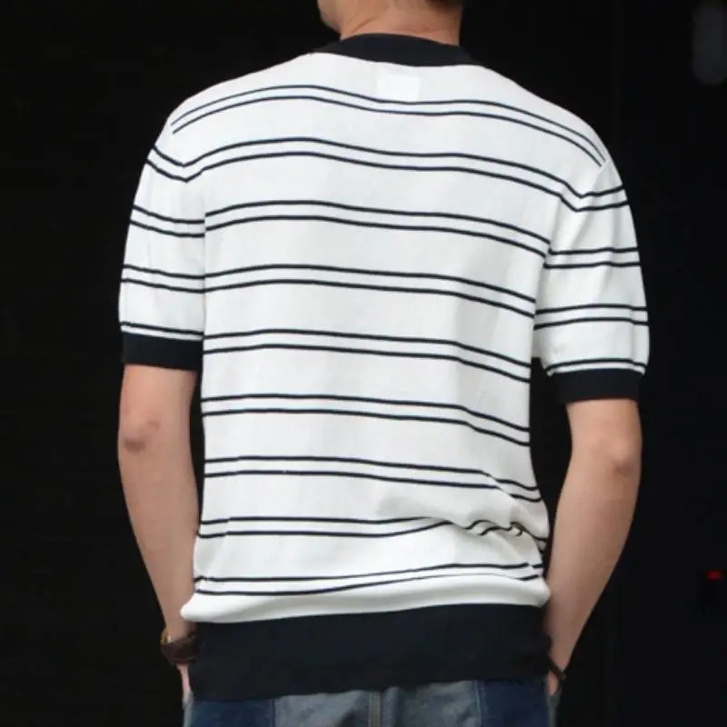 Simple Striped Tencel T Shirt-7