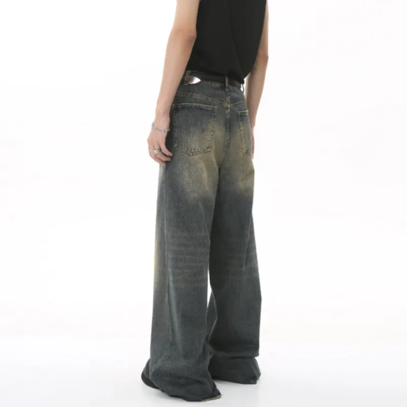 Retro New Style Old Loose Wide Leg Jeans-4