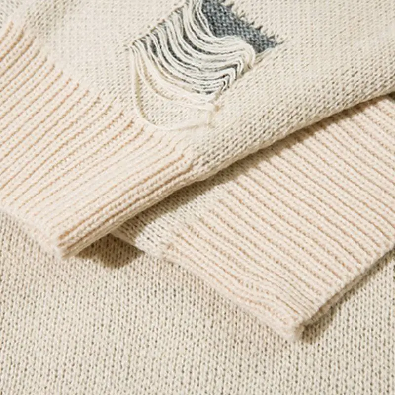 Retro Loose Blended Synthetic Fabrics Sweater-5