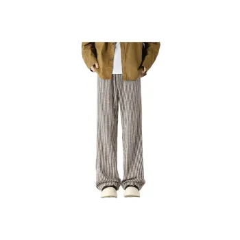 Fashionable Striped Cotton Blended Fabric Casual Pants