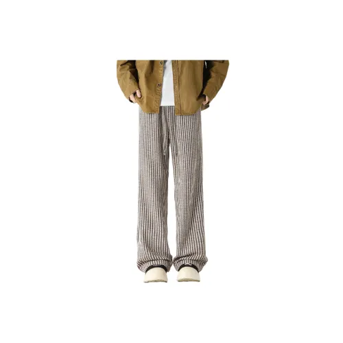 Fashionable Striped Cotton Blended Fabric Casual Pants