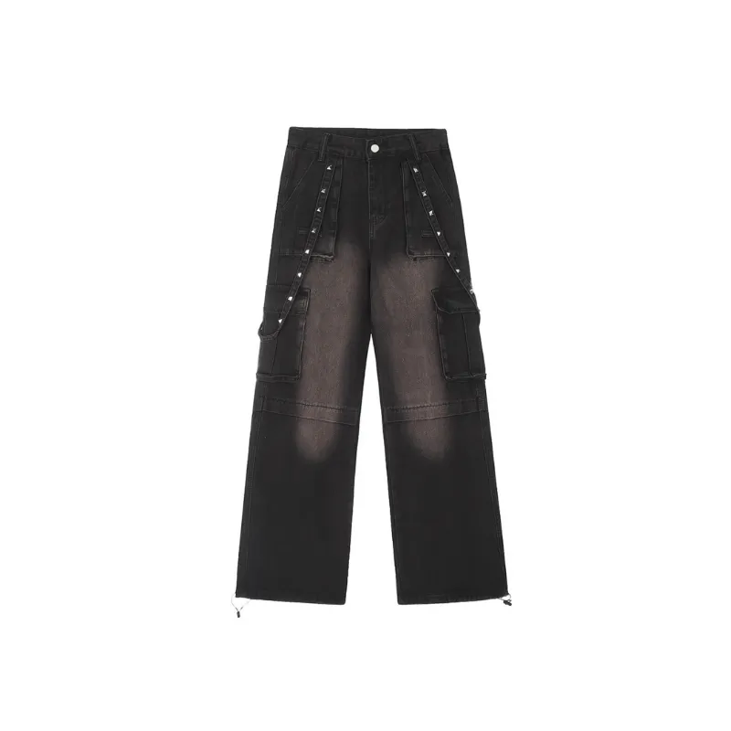 Trendy Loose Multi Pocket Jeans-4