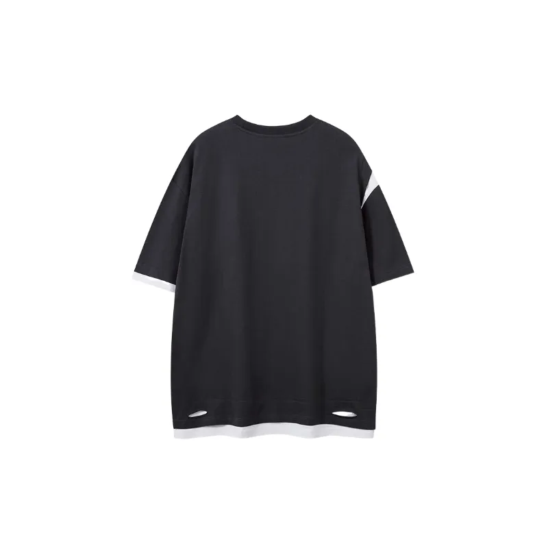 Retro Loose Cotton Blended Fabric T Shirt-3