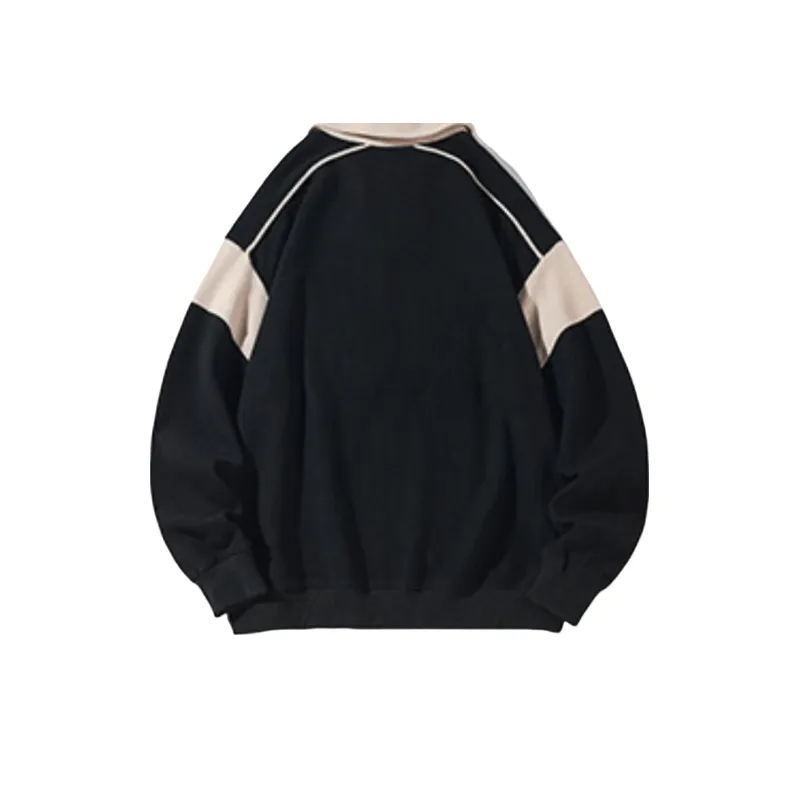 White Bottom Large Size Waffle Embroidered Lapel Hoodie-5