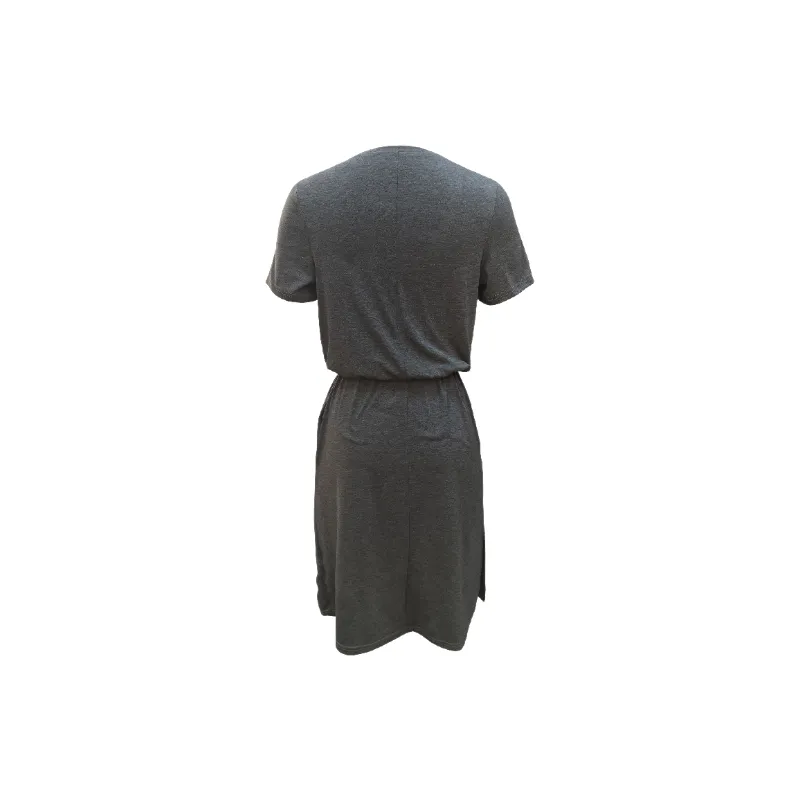 Simple Plain Polyester Dress Women-5