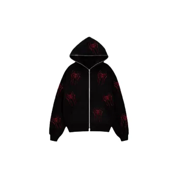 Simple Loose Zipper Spider Sweatshirt Women