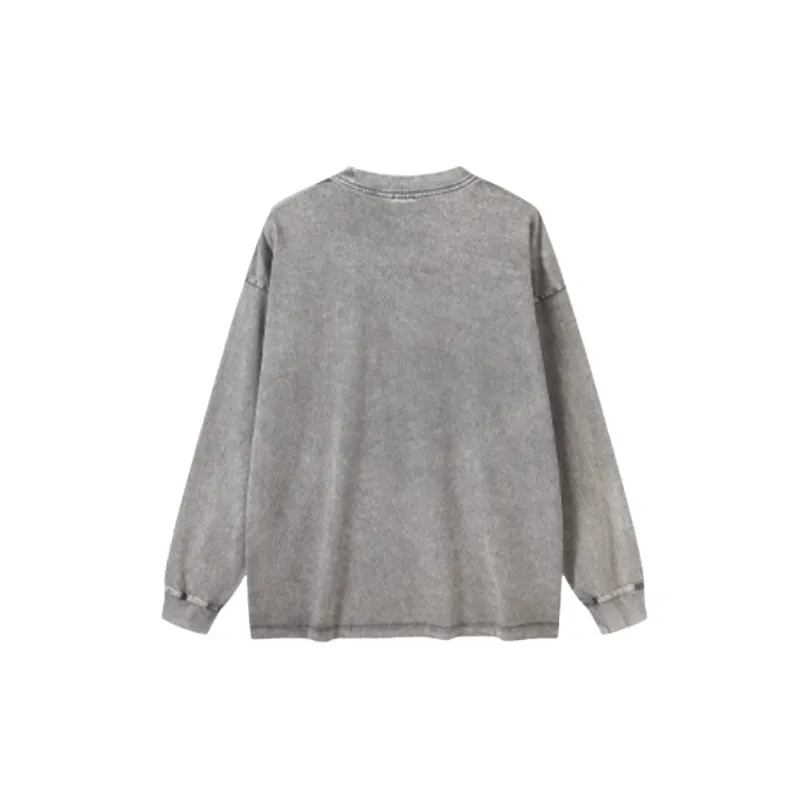 Fashion Retro Washed 100% Cotton Sweatshirt-1