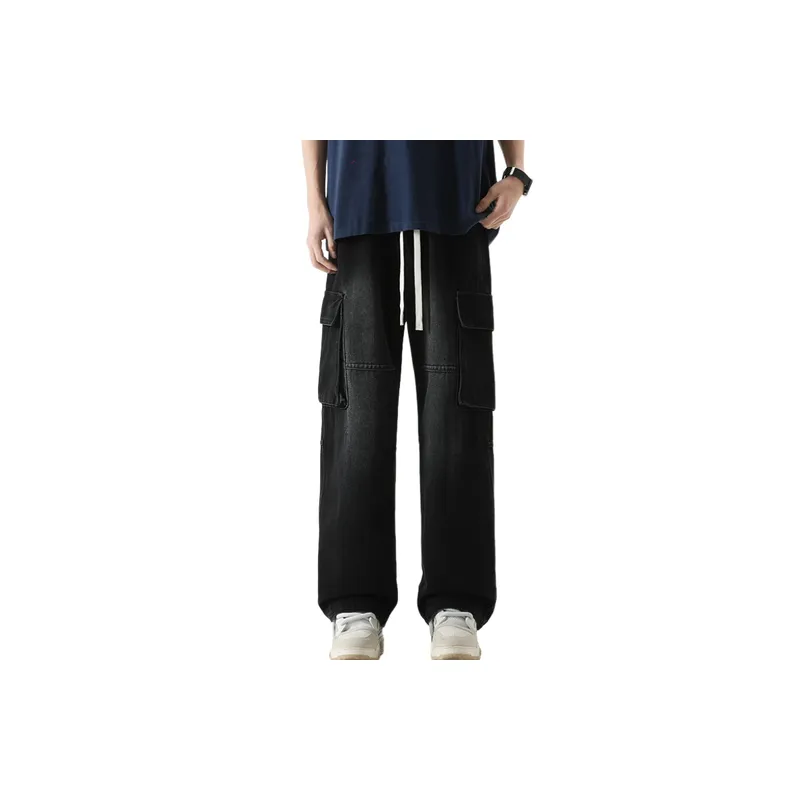 Fashionable Loose Denim Cargo Pants-9
