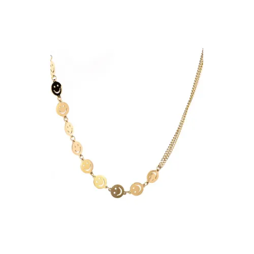 Golden Titanium Steel Smiley Face Choker Necklace