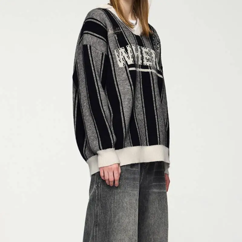 Retro Sporty Acrylic Fibres Sweater-9