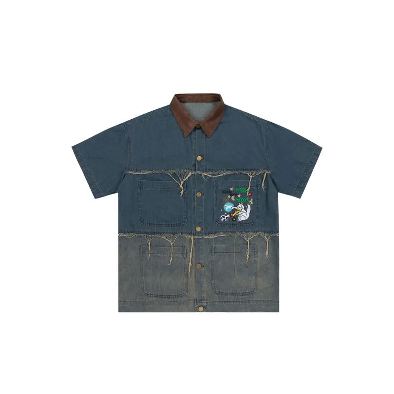 Retro Embroidery Denim Shirt