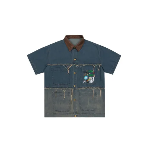 Retro Embroidery Denim Shirt