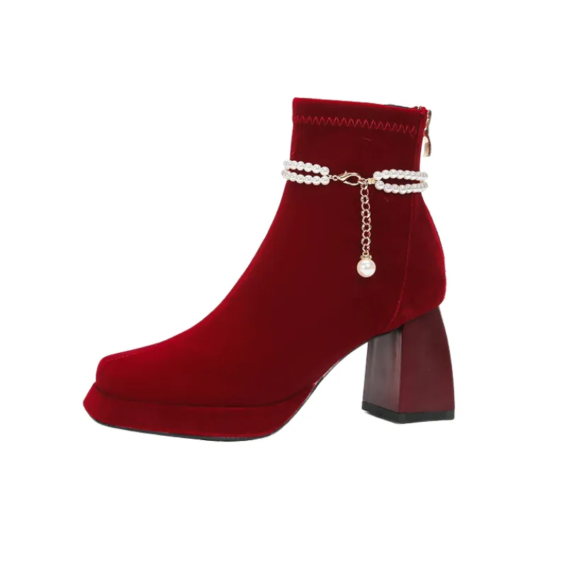 Pearls Fashionable Ankle Boots