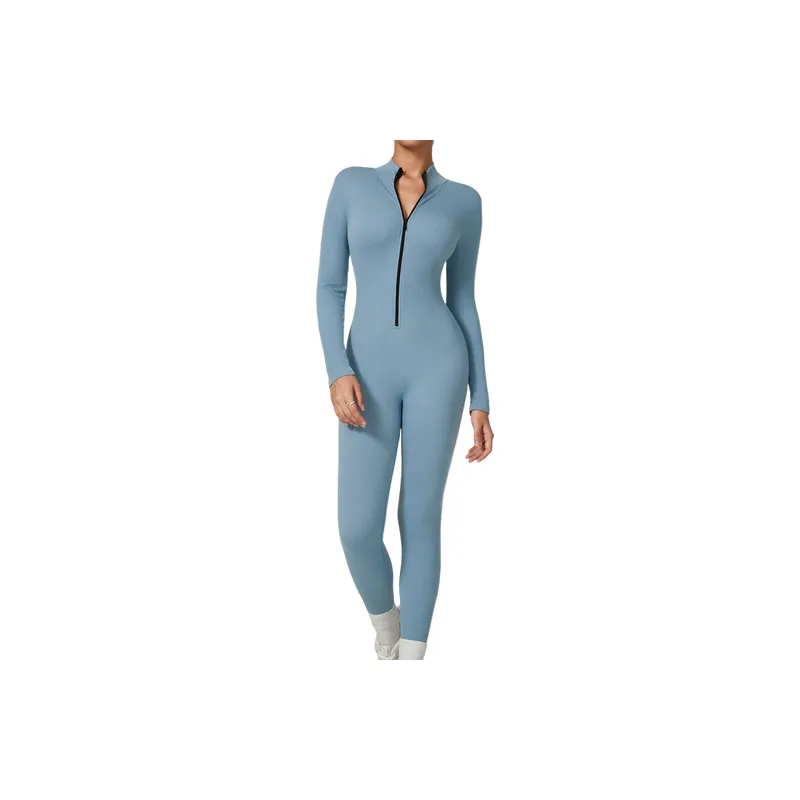 Basics Zipper Blended Synthetic Fabrics Bodysuit Women-1