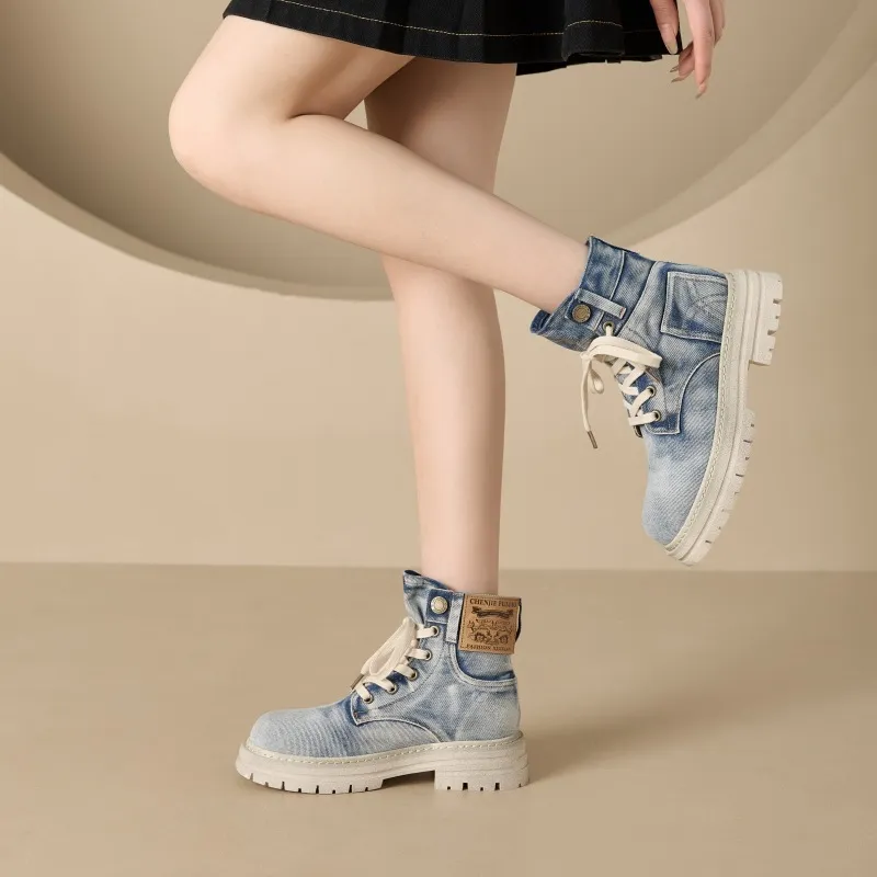 Fashionable Denim Breathable Martin Boot-7