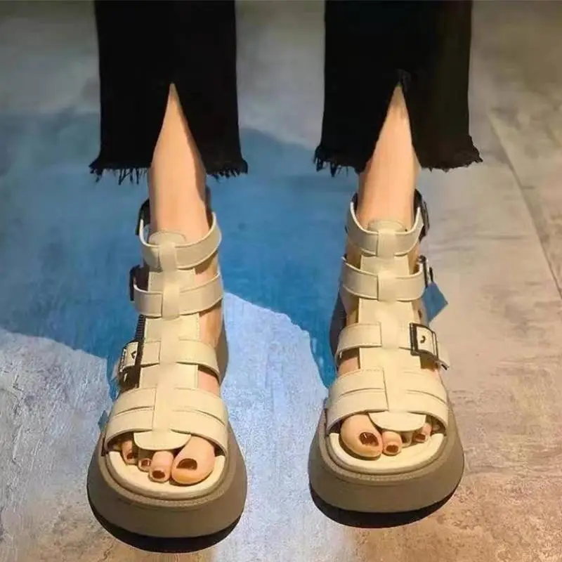 Retro Plain Roman Sandals-3