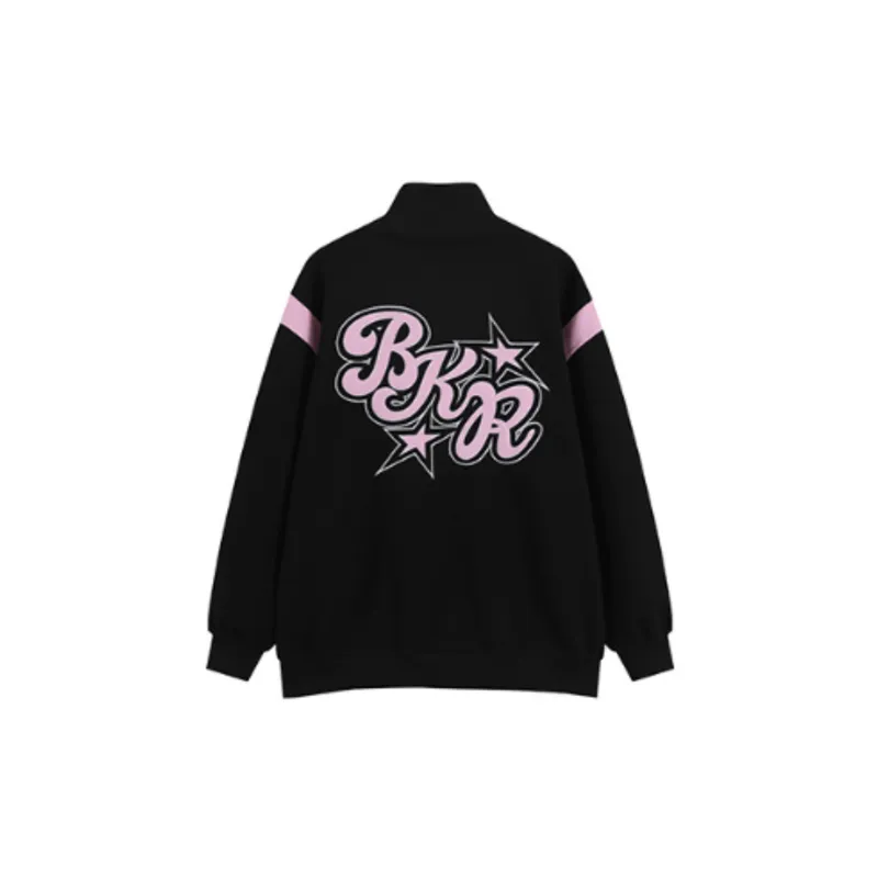 Fashion Brand Star Embroidered Loose Sweatshirt Coat-5