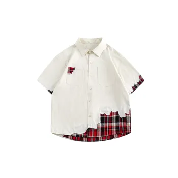 Vintage Destroy Stitching Plaid Shirt
