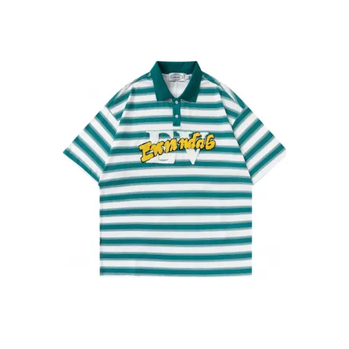 Loose Embroidery Striped Polo Shirt