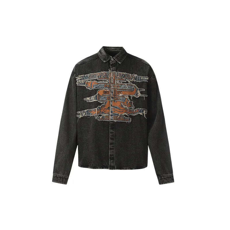 Simple Embroidered Denim Jacket-0