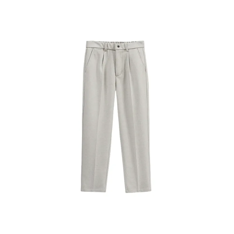 Casual Loose Straight Leg Polyester Blend Fabric Suit Trousers-3