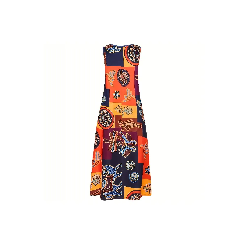 Retro Vacation Polyester Dress Women-1