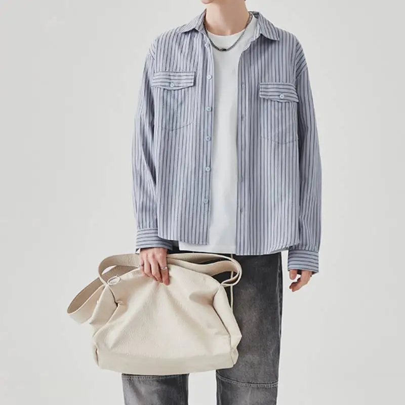 Simple Loose Cotton Blended Fabric Shirt-2
