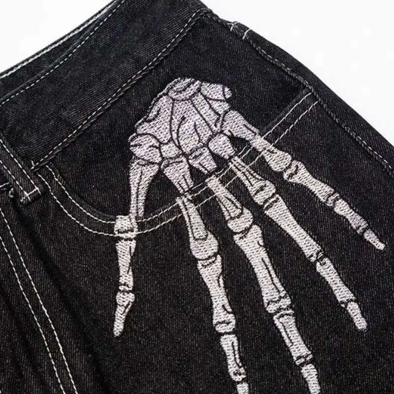 Casual Embroidery Loose Jeans-4