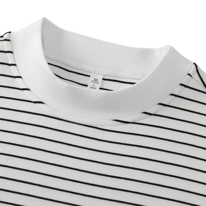 Casual Striped Cotton Blended Fabric T Shirt-4