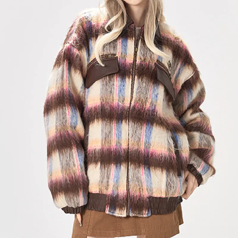 Retro Plaid Loose Quilted Jacket-5
