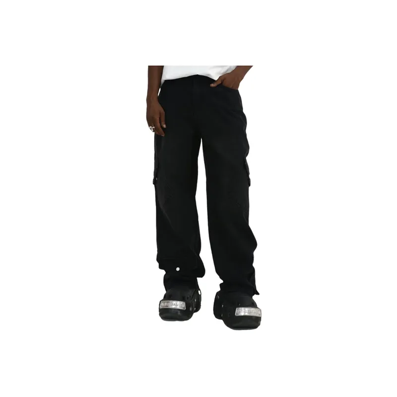 Retro Style Wash Water Jeans With Multiple Pockets-8