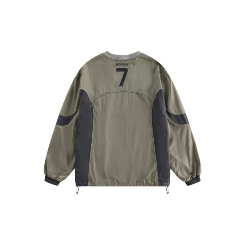 Fashion Street Retro Stitching Split Line Round Neck Sweatshirt-1