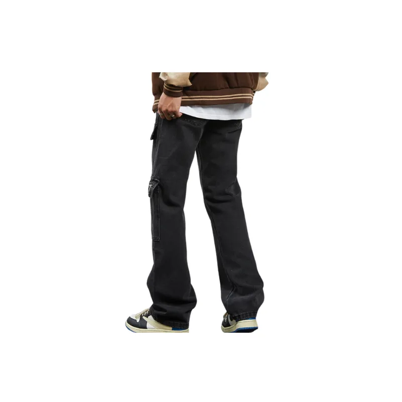 Trendy Retro Washed Denim Trousers-1